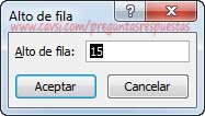 Cambiar alto fila excel