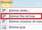 Eliminar filas excel