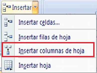 Insertar columnas excel