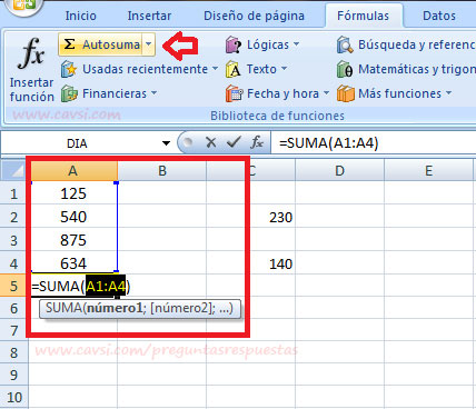 Como sumar - Autosuma