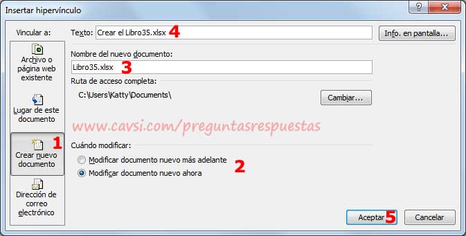 insertar hipervinculo dentro creando nuevo documento