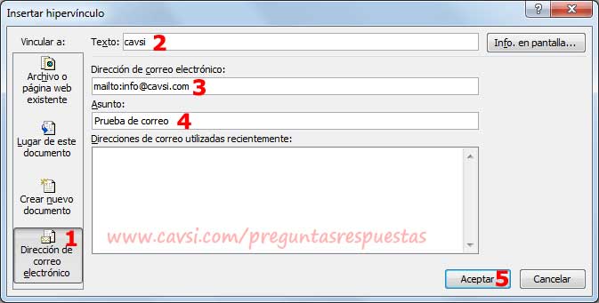 insertar hipervinculo para enviar correo a direccion email