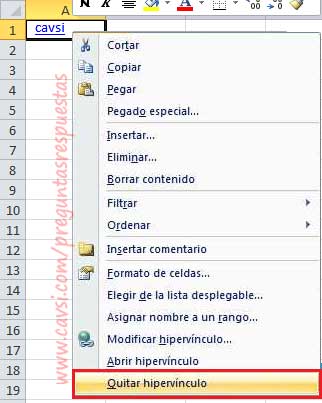 quitar hipervinculo en excel