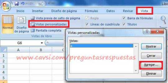 Crear Vista Personalizada Excel