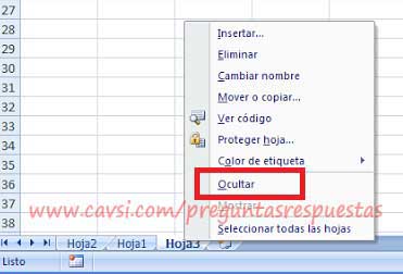 Ocultar hojas de calculo Excel