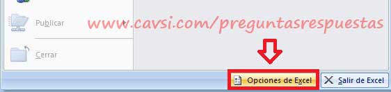 opciones de excel