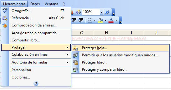 opciones de excel